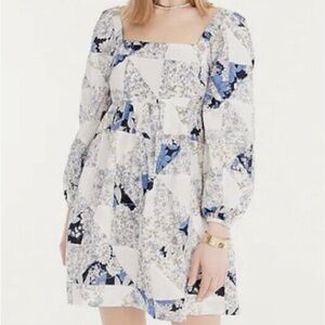 J. Crew Blue and White Floral Mini Dress